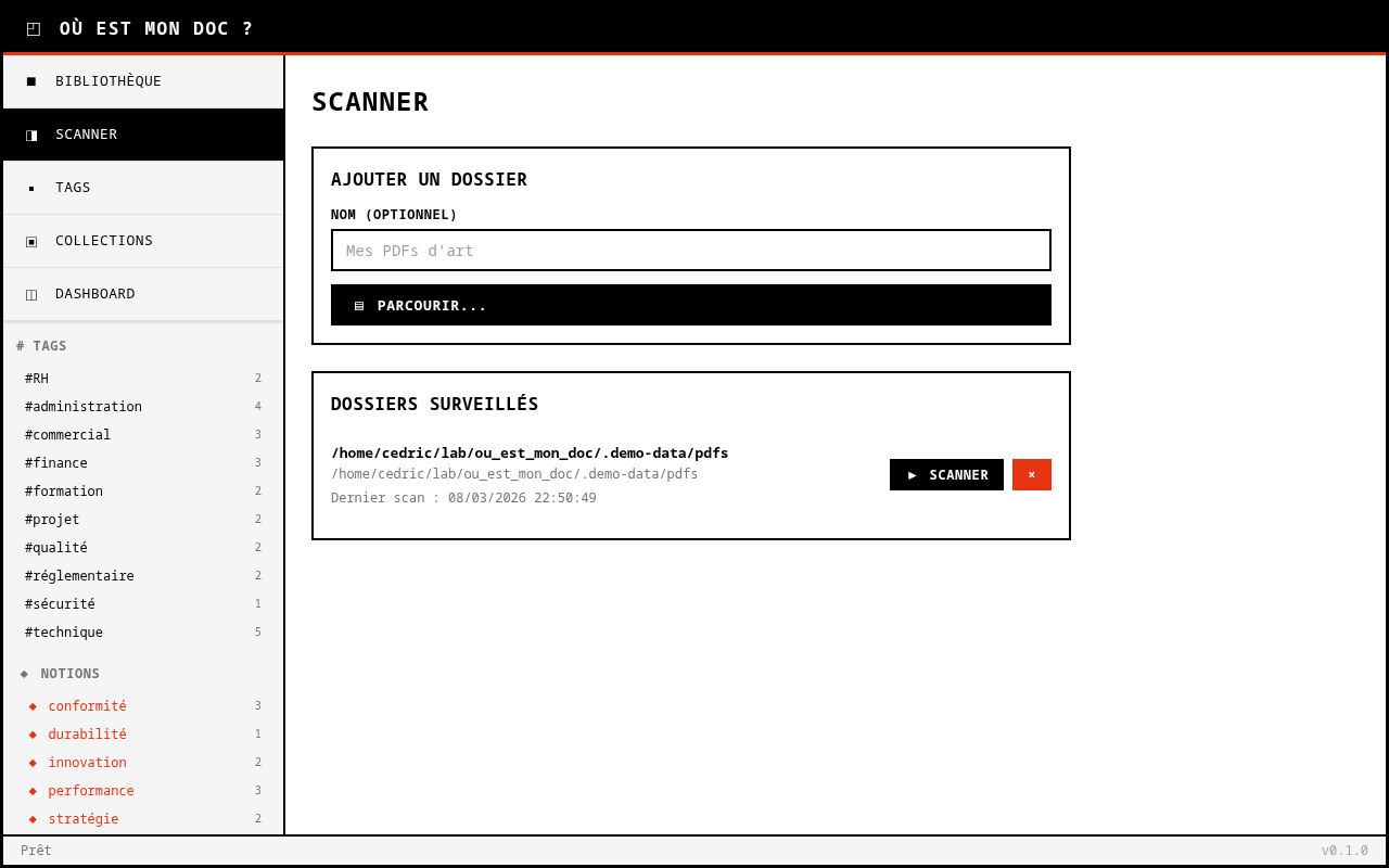 Scanner — Import d'un dossier de PDFs